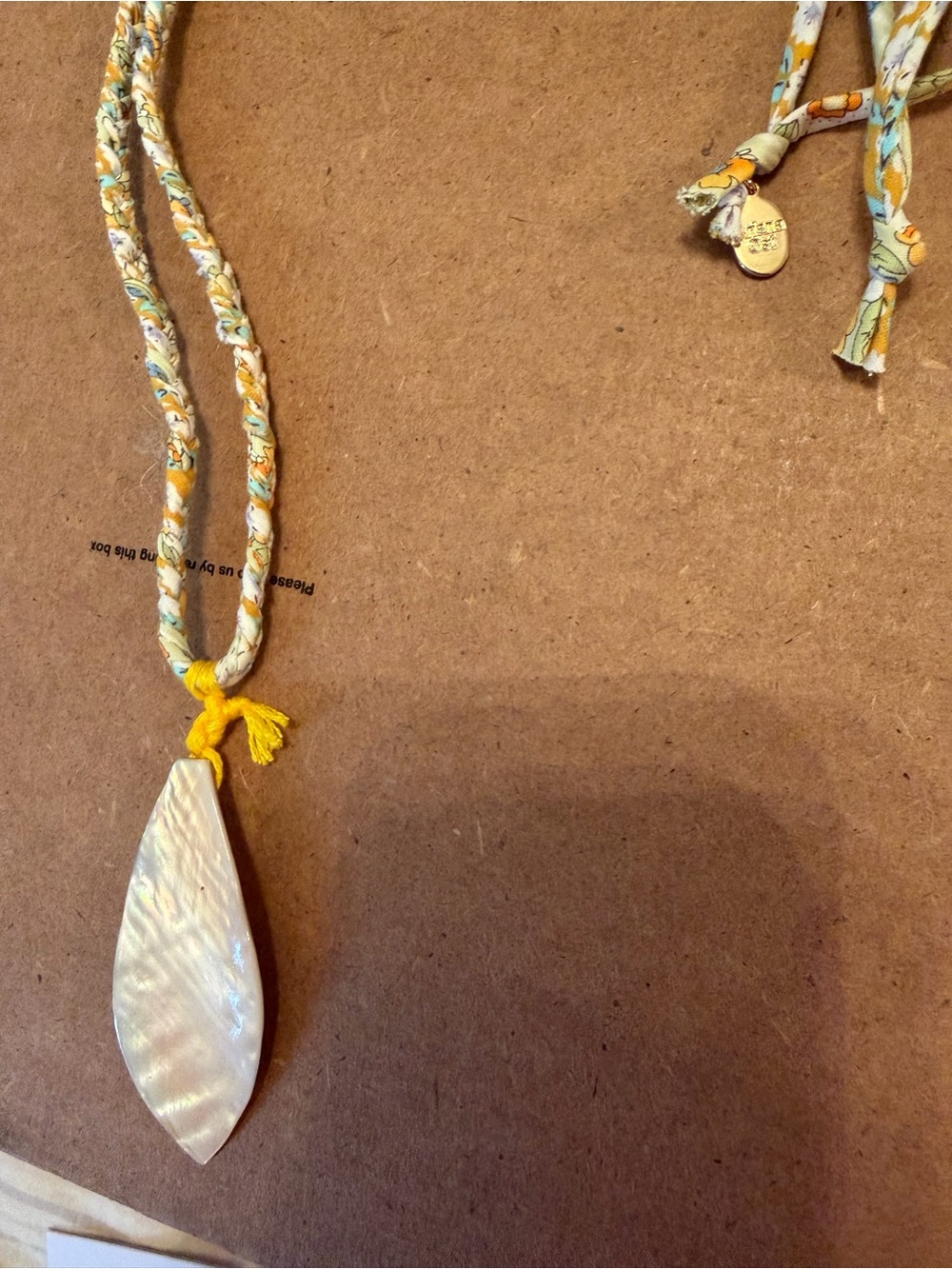 Free People Iridescent Mother-of-Pearl Pendant Necklace with Yellow Knot Accents